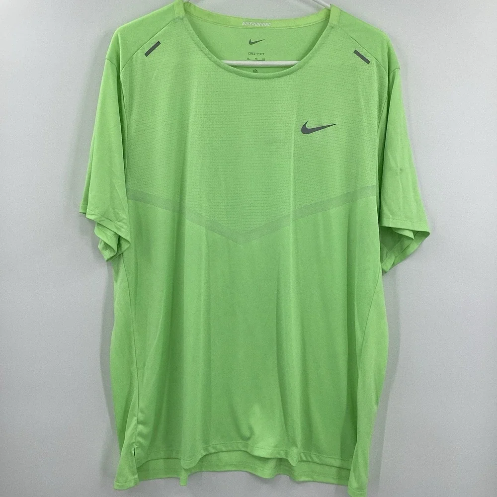 Mens Nike Running‎ Short Sleeve Performance Tshirt - XL - Lime Green